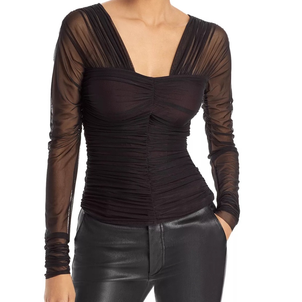 ALC Ruched Tulle Mesh Top